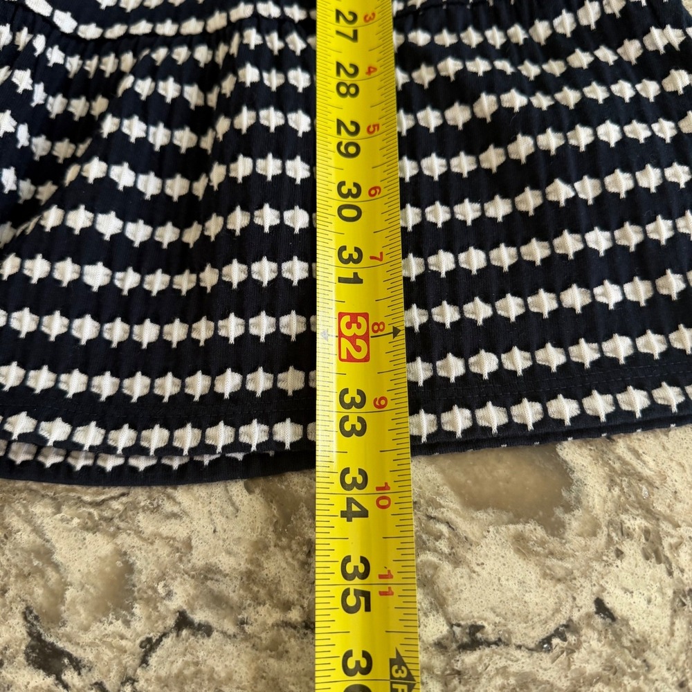 Loft Jacquard Dress Navy Blue White Button V-Neck Sleeveless Dress XSP XS Petite - Picture 11 of 14